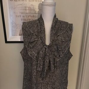 Ann Taylor Loft Black & Taupe Sleeveless Blouse